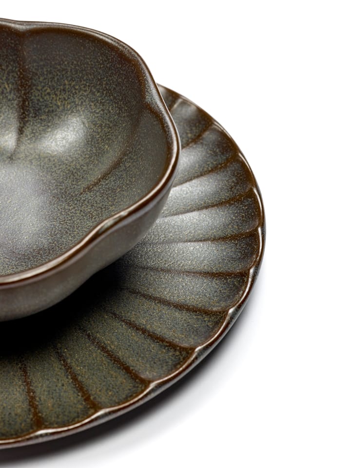 Inku ridged bowl M 11 cm - Green - Serax