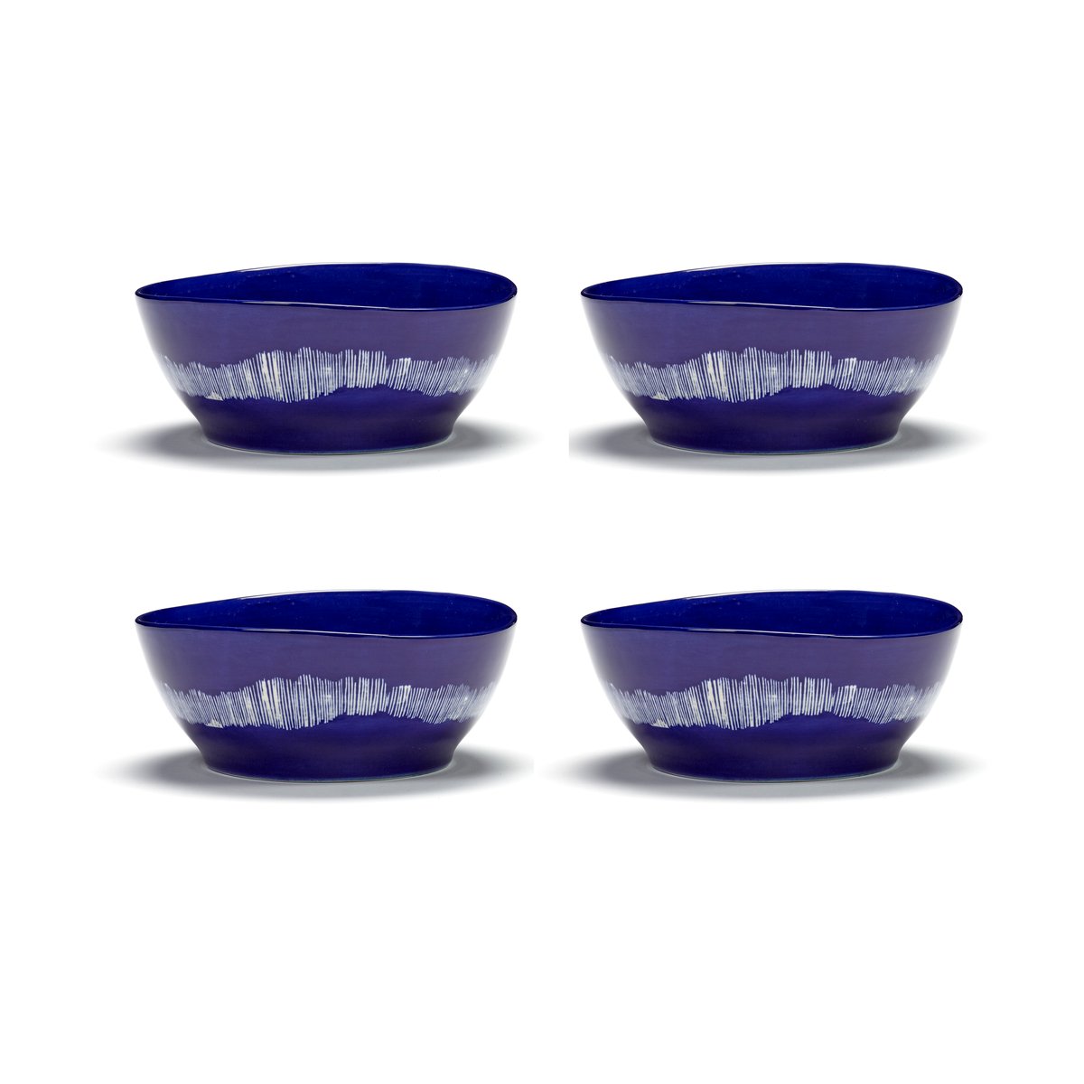 Serax Ottolenghi Feast bowl L o17 cm 4-pack Dark blue stripes-white