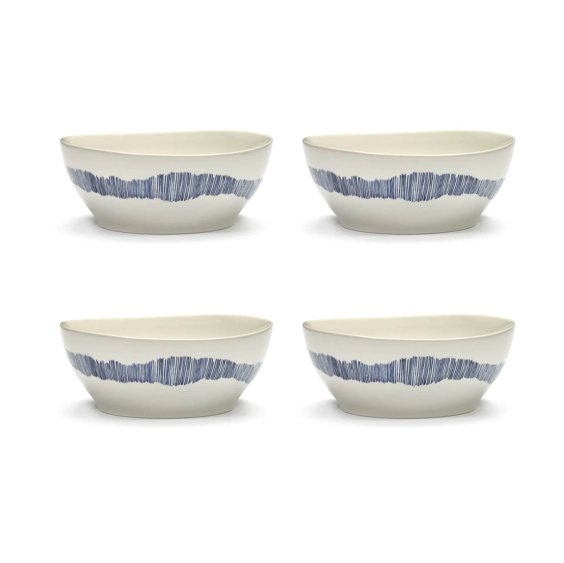 Ottolenghi Feast bowl L Ø17 cm 4-pack, White-stripes blue Serax