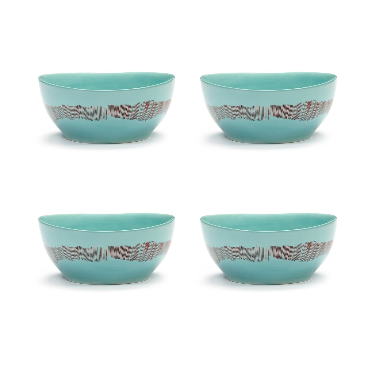 Serax Ottolenghi Feast bowl S o15 cm 4-pack Azure stripes-red