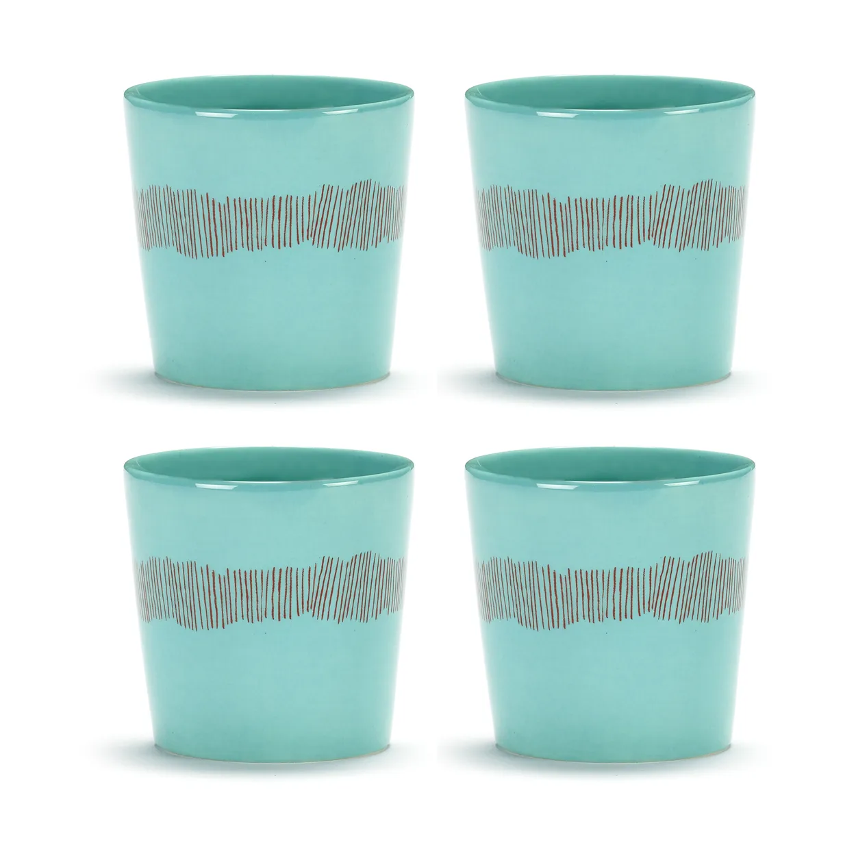 Serax Ottolenghi Feast coffee cup 25 cl 4-pack Azure stripes-red