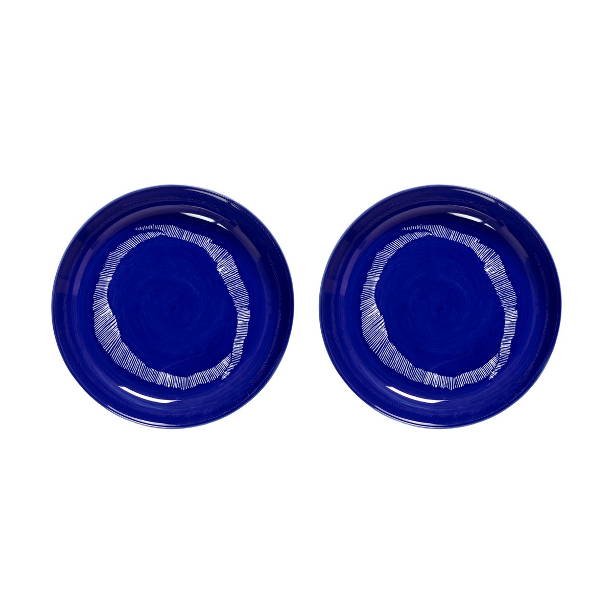 Serax Ottolenghi Feast deep plate o22 cm 2-pack Dark blue stripes-white