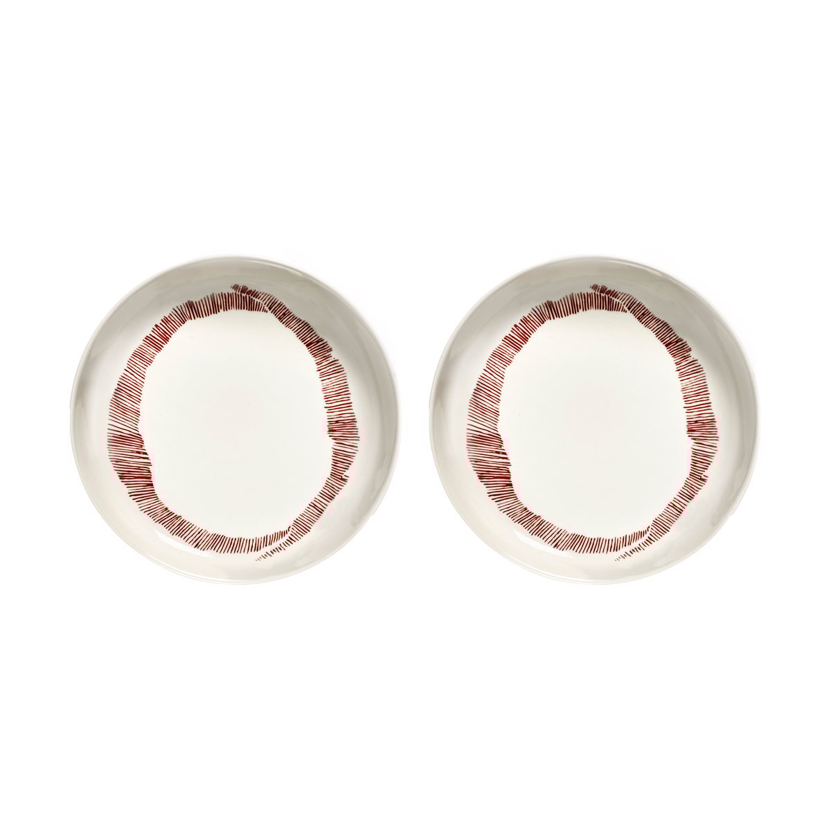 Serax Ottolenghi Feast deep plate Ø22 cm 2-pack White stripes-red
