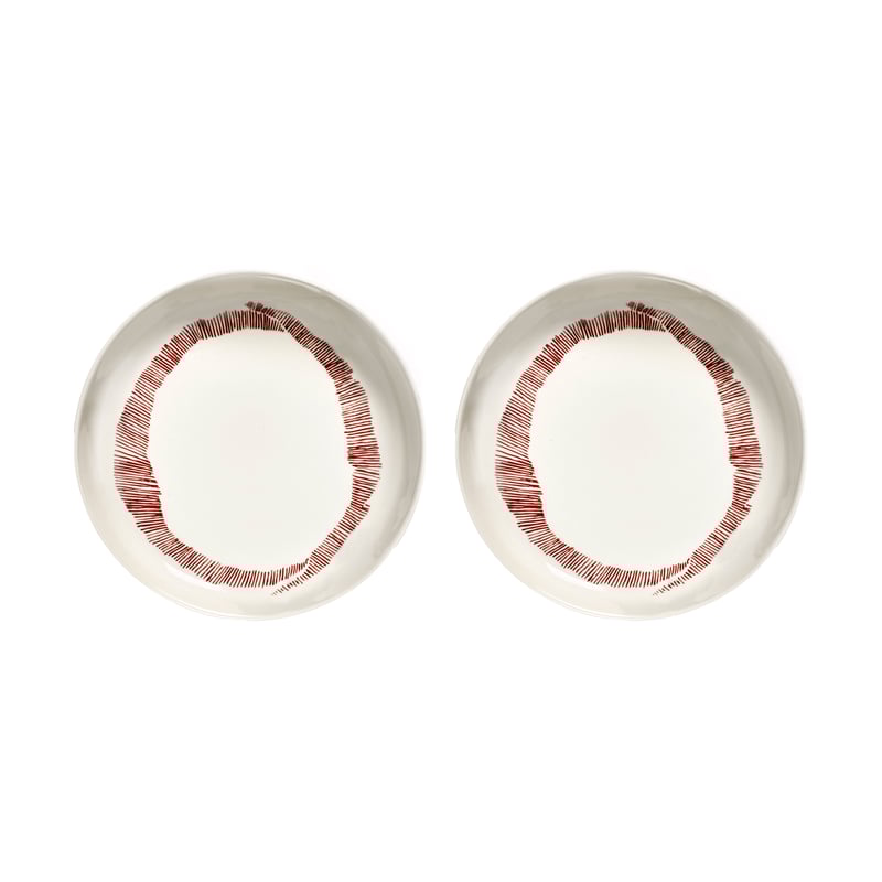 Serax Ottolenghi Feast deep plate Ø22 cm 2-pack White stripes-red