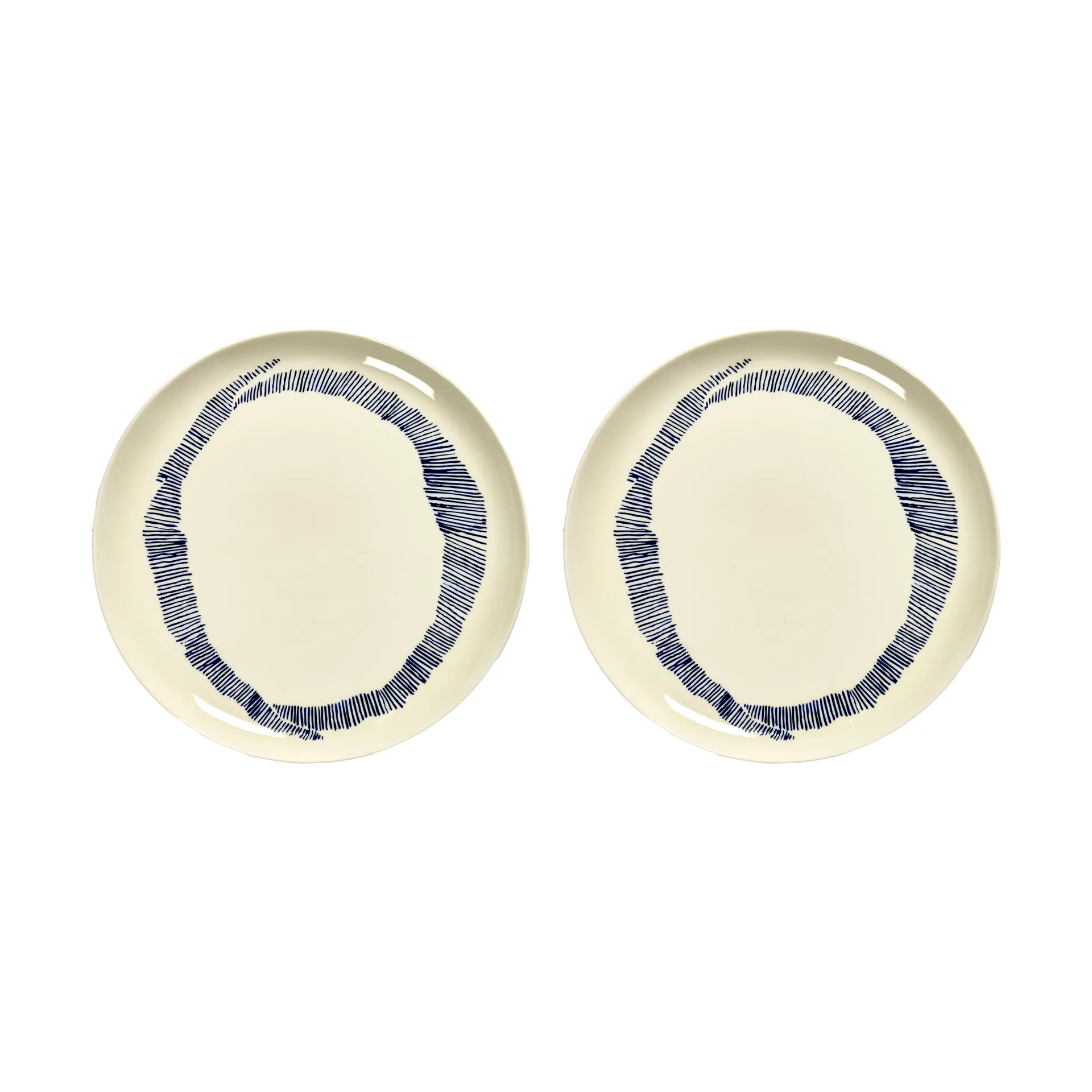 Ottolenghi Feast plate L Ø26 cm 2-pack, White stripes-blue Serax