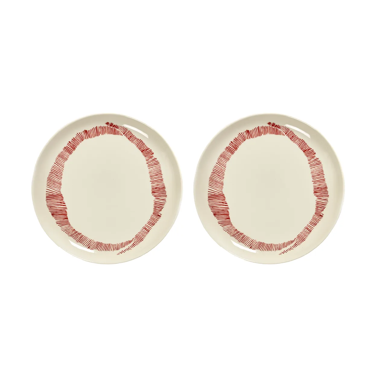 Serax Ottolenghi Feast plate M o22,5 cm 2-pack White stripes-red