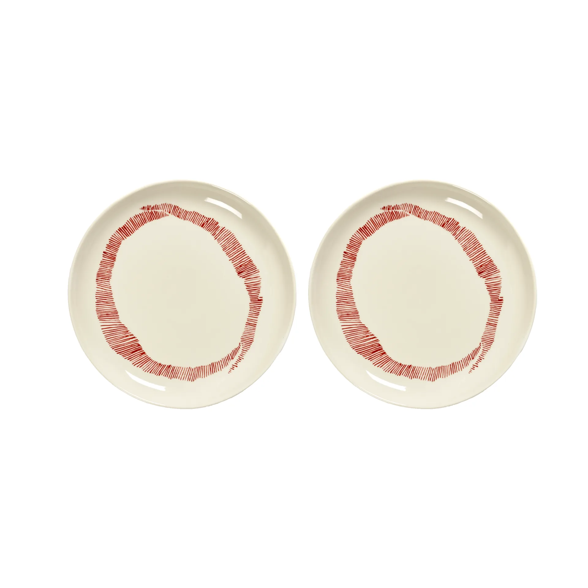 Ottolenghi Feast plate S Ø19 cm 2-pack, White stripes-red Serax