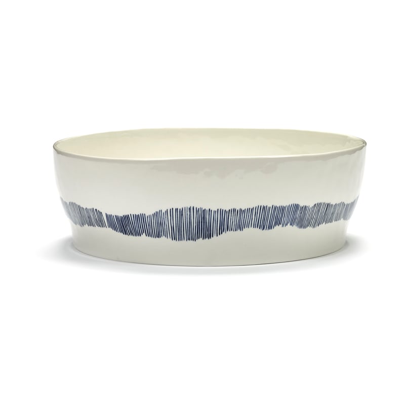 Serax Ottolenghi Feast salad bowl Ø27,5 cm White stripes-blue