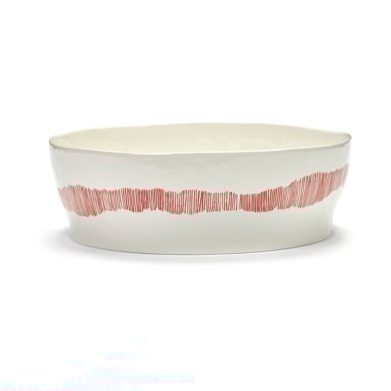 Serax Ottolenghi Feast salad bowl Ø27,5 cm White stripes-red