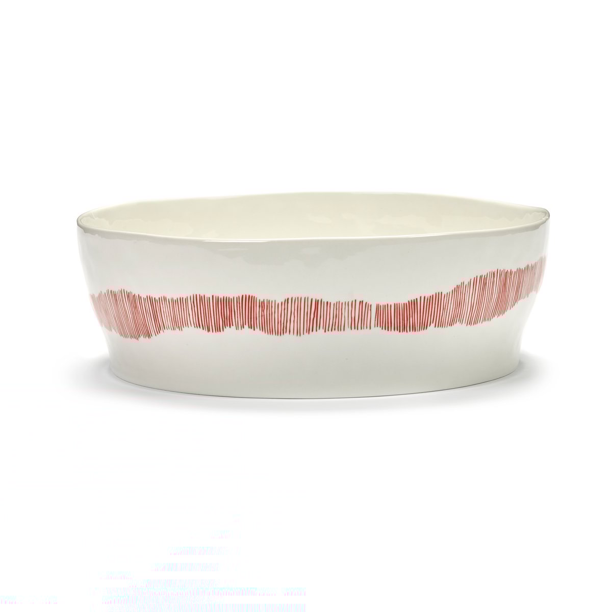Serax Ottolenghi Feast salad bowl o27,5 cm White stripes-red