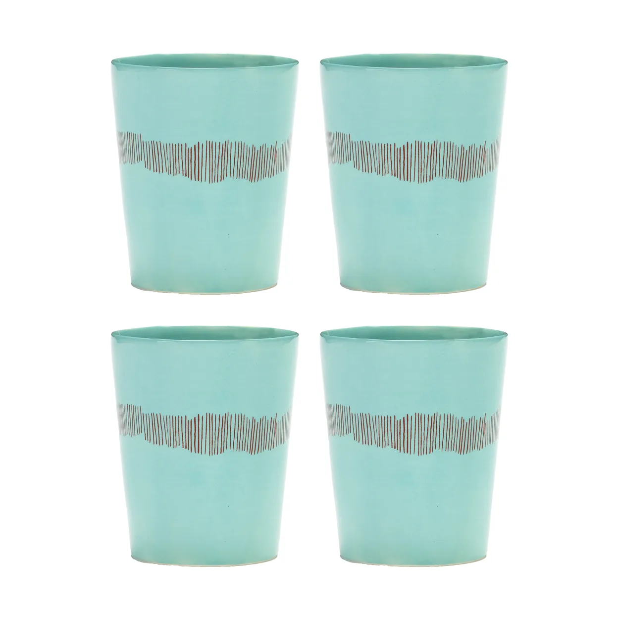 Serax Ottolenghi Feast tea cup 33 cl 4-pack Azure stripes-red