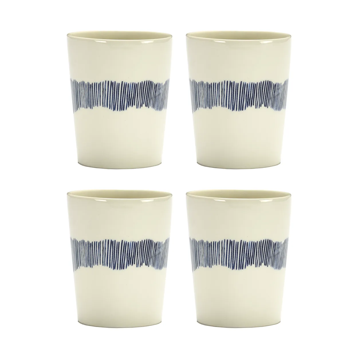 Serax Ottolenghi Feast tea cup 33 cl 4-pack White stripes-blue