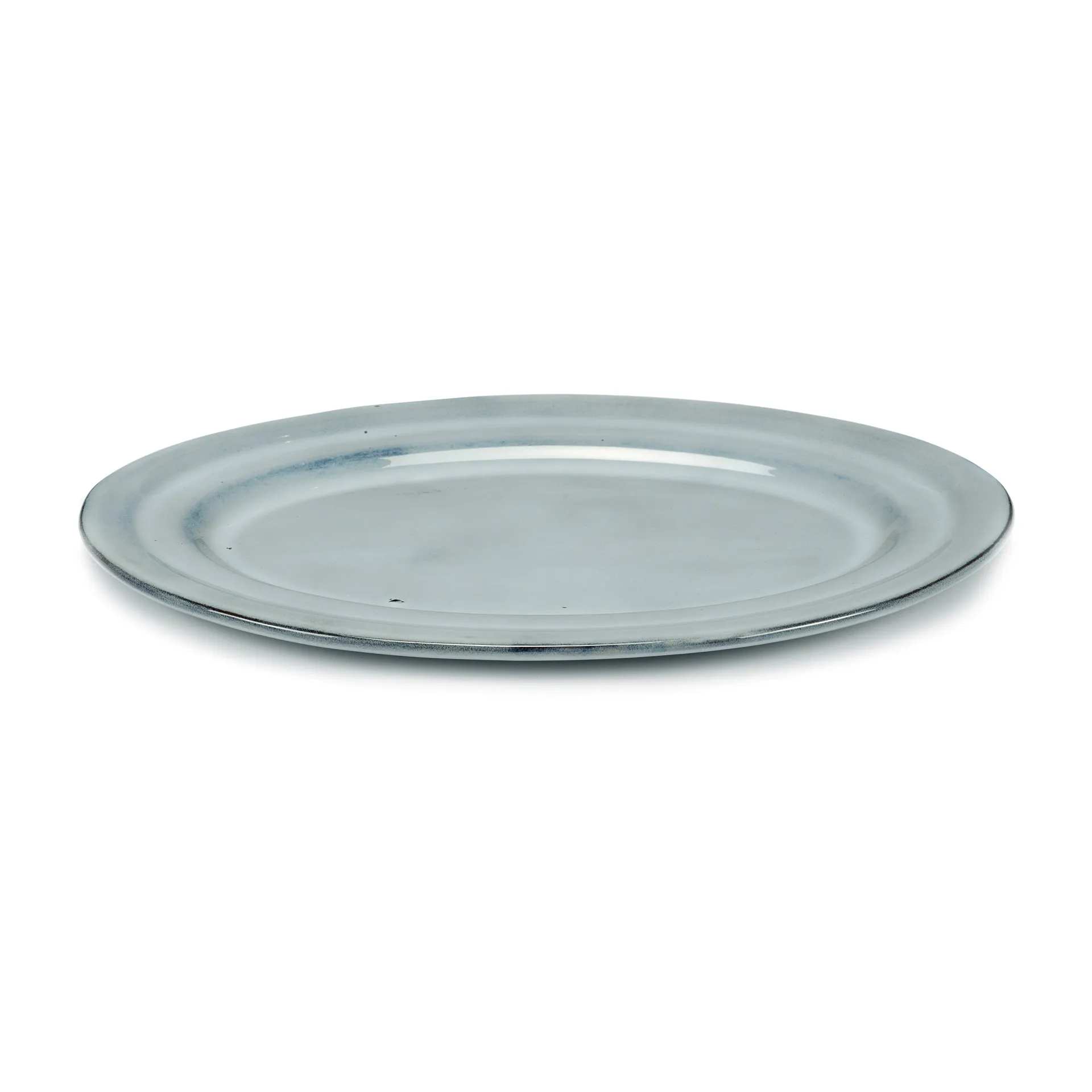 Pure serving bowl oval glazed, Blue Serax