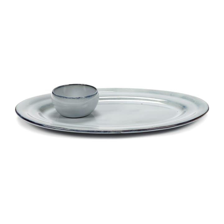 Pure serving bowl oval glazed - Blue - Serax