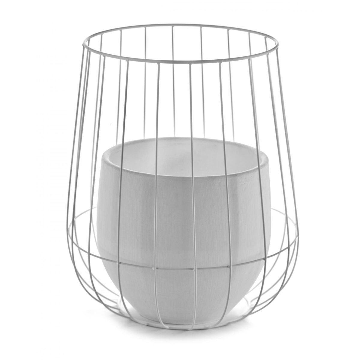 Serax flower pot in basket o37 cmh46 cm white | Scandinavian Design | Flower pots | White