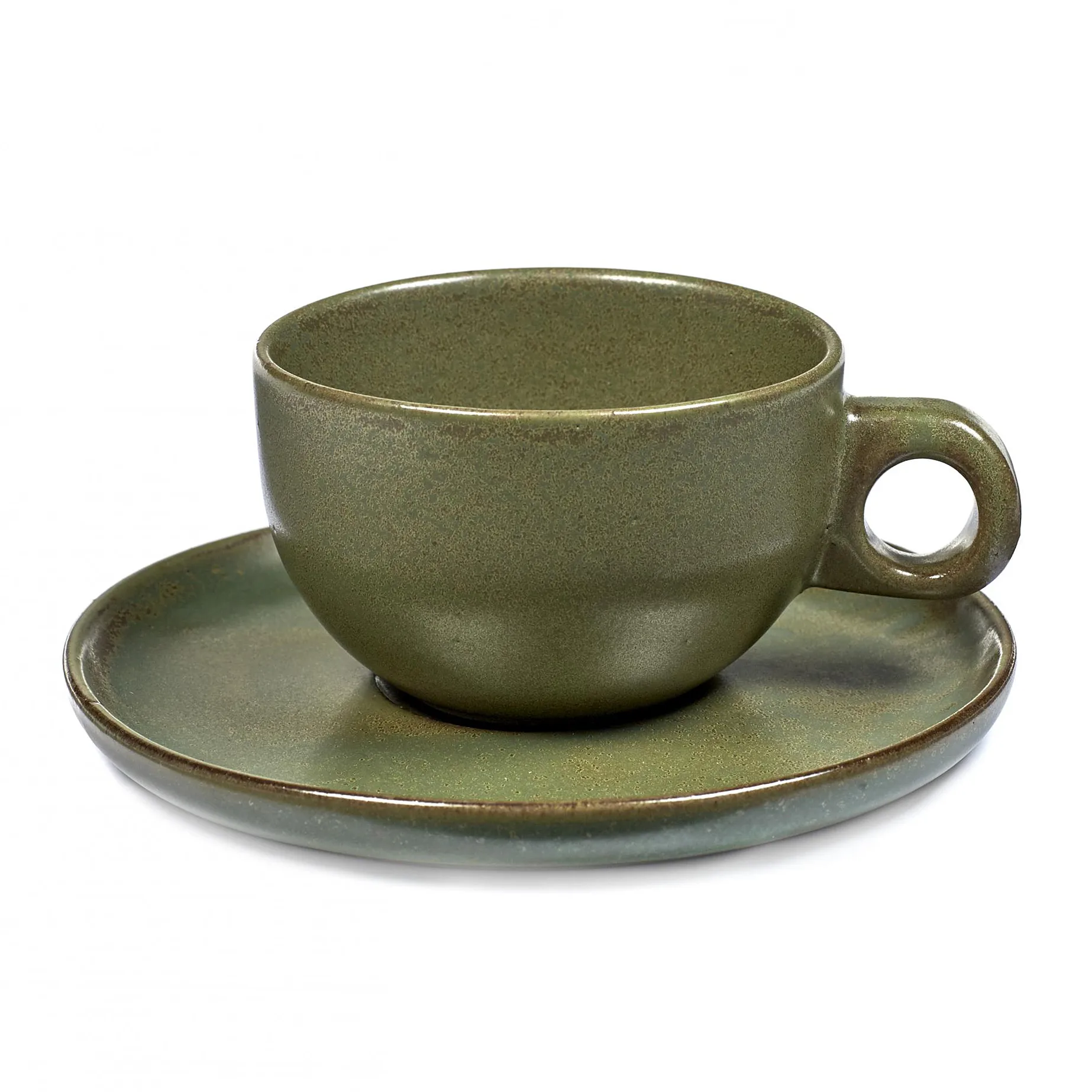 Surface cappuccino cup with saucer 23 cl, camogreen Serax