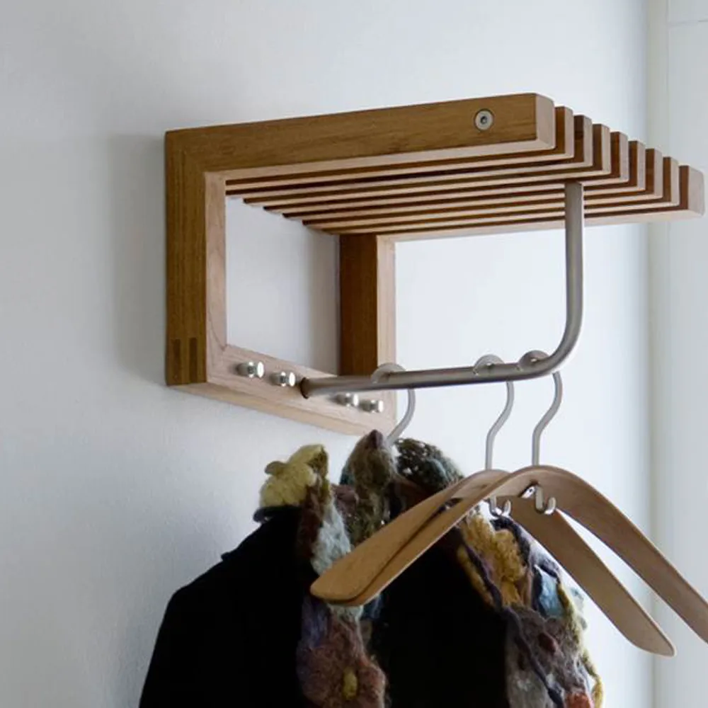 Cutter Mini Wardrobe coat rack with shelf, Teak Skagerak