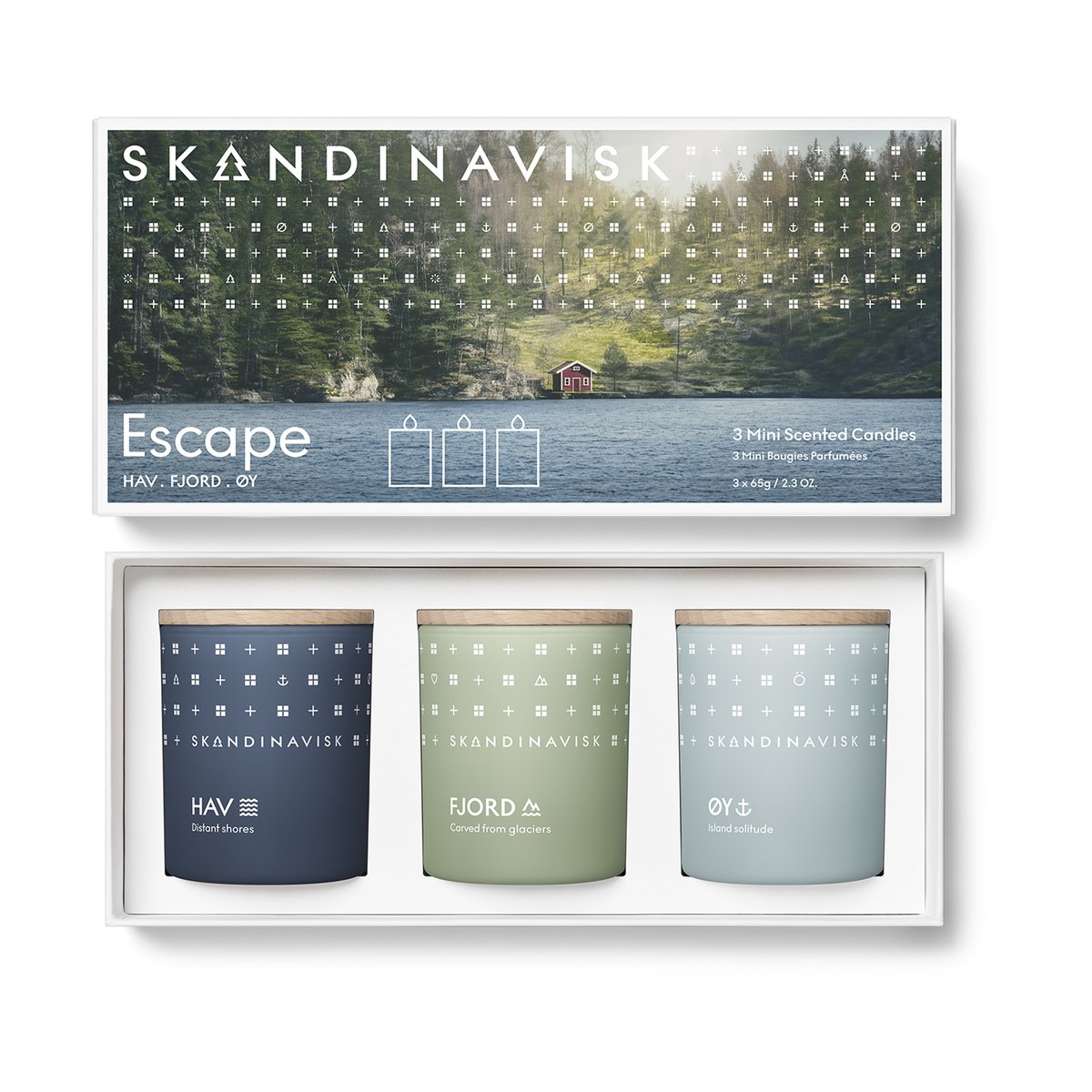Skandinavisk ESCAPE mini scented candle gift set 3 pieces 65 g