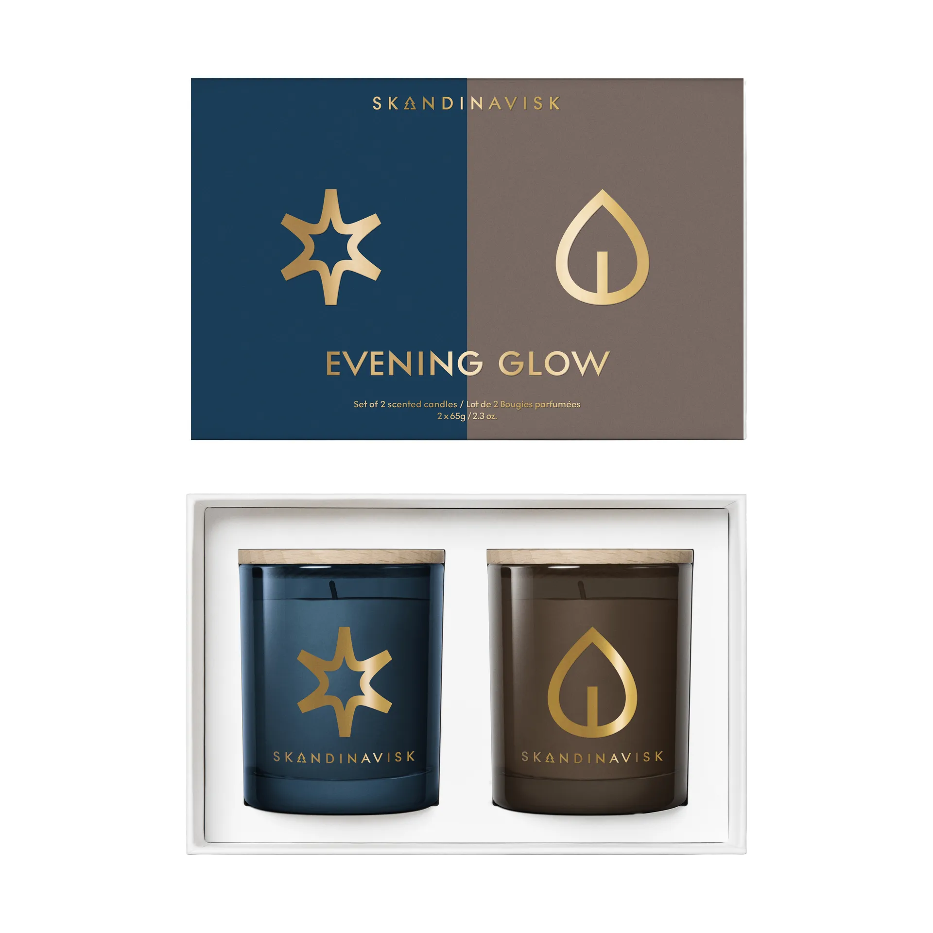 Evening Glow scented candle gift set 2 pieces, 65 g Skandinavisk