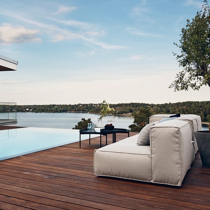 Asker modular sofa, Sunbrella Sling taupe beige, corner section Skargaarden