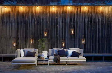 Bönan corner section light grey aluminuim-beige linen - Skargaarden