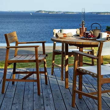 Djurö armchair - Batyline white, teak - Skargaarden