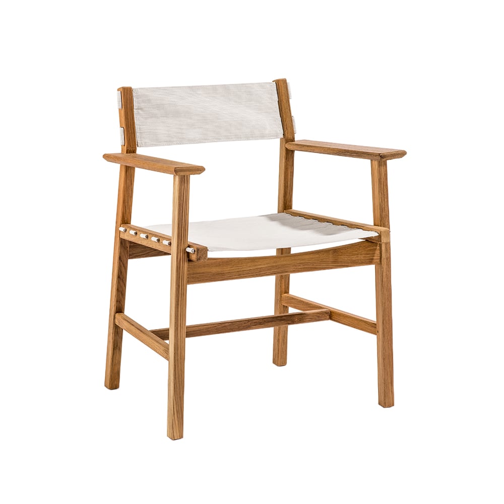 Skargaarden Djurö armchair Batyline white, teak | Scandinavian Design | Garden chairs | White
