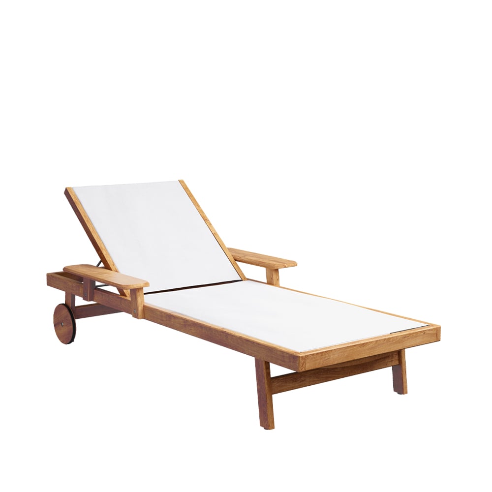 Skargaarden Djurö sun bed Batyline white, teak | Scandinavian Design | White