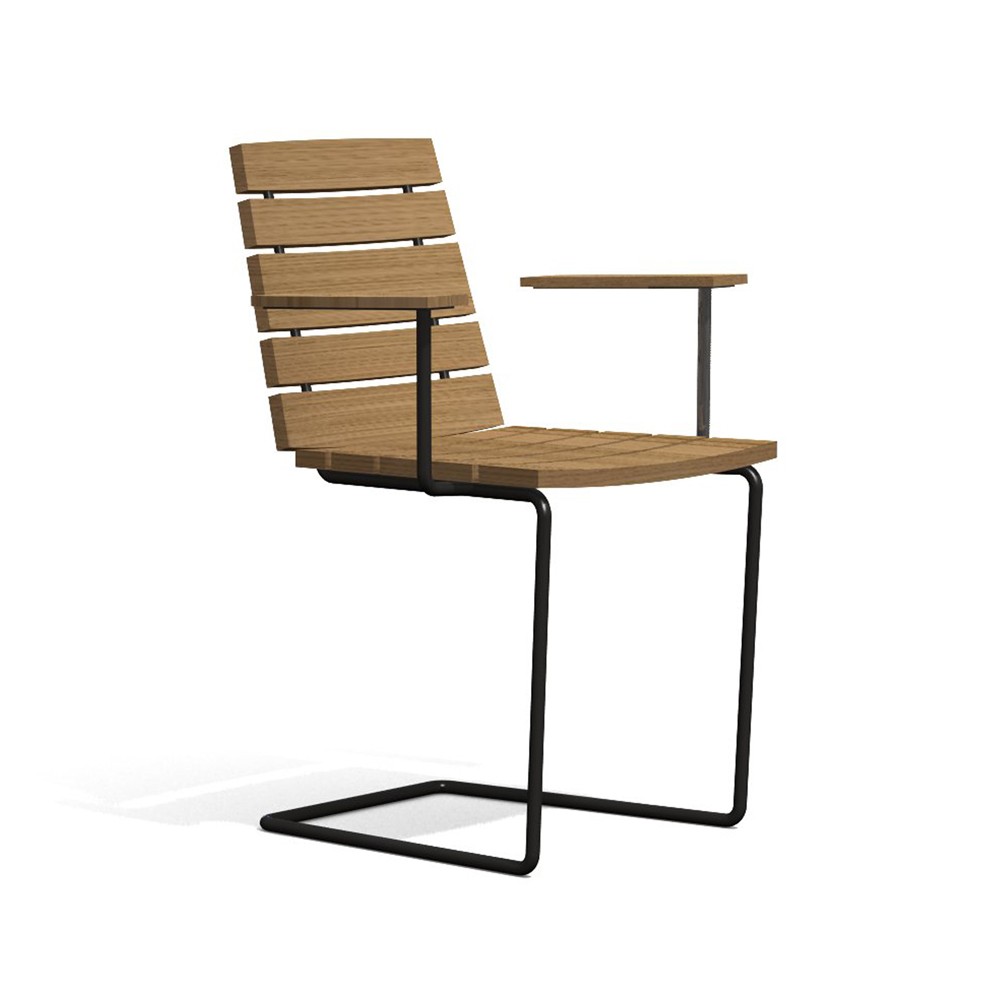 Skargaarden Grinda armchair Teak, black frame | Scandinavian Design | Garden chairs | Brown