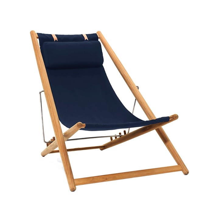 H55 lounge chair teak - Agora Nautic navy blue - Skargaarden