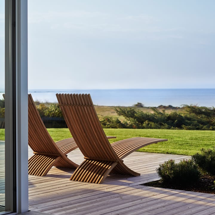 Nozib lounge chair - Teak, black neck rest in leather - Skargaarden