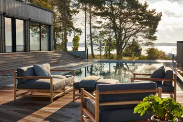 Saltholm sofa teak-grey brown cushion - Skargaarden