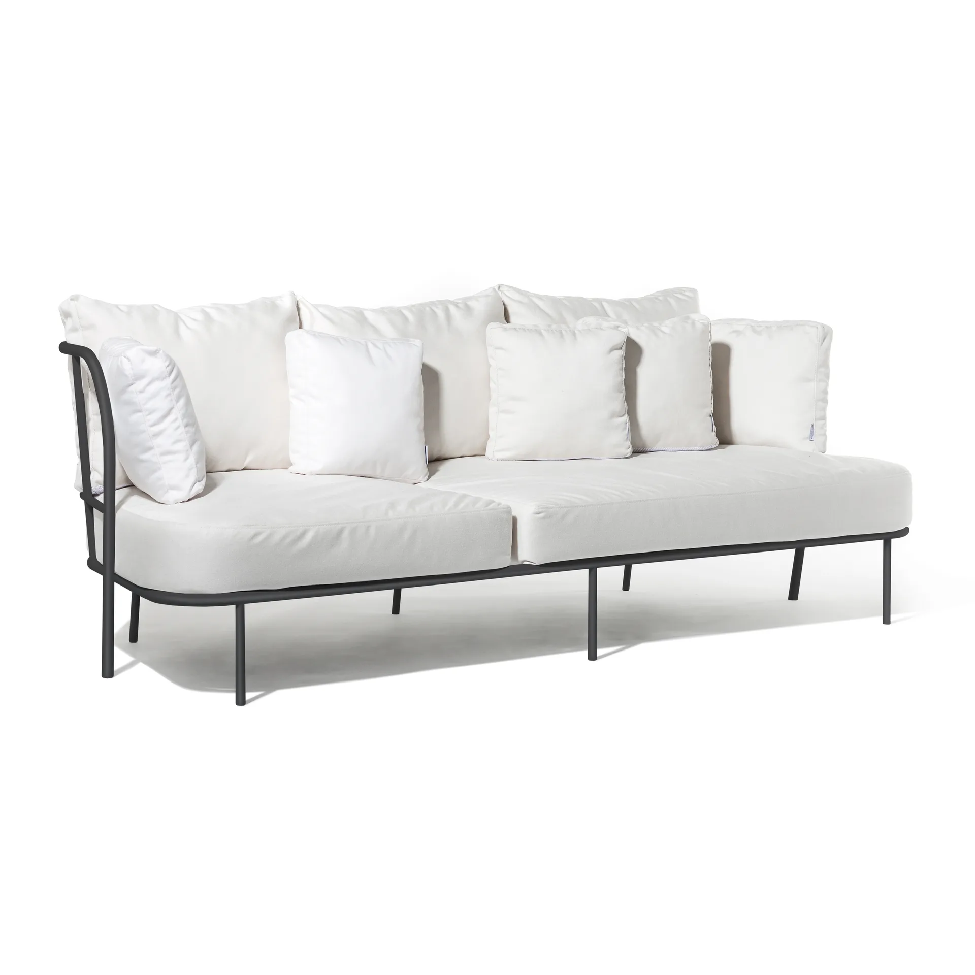 Saltö sofa, Sunbrella silver grey, charcoal grey aluminium frame Skargaarden