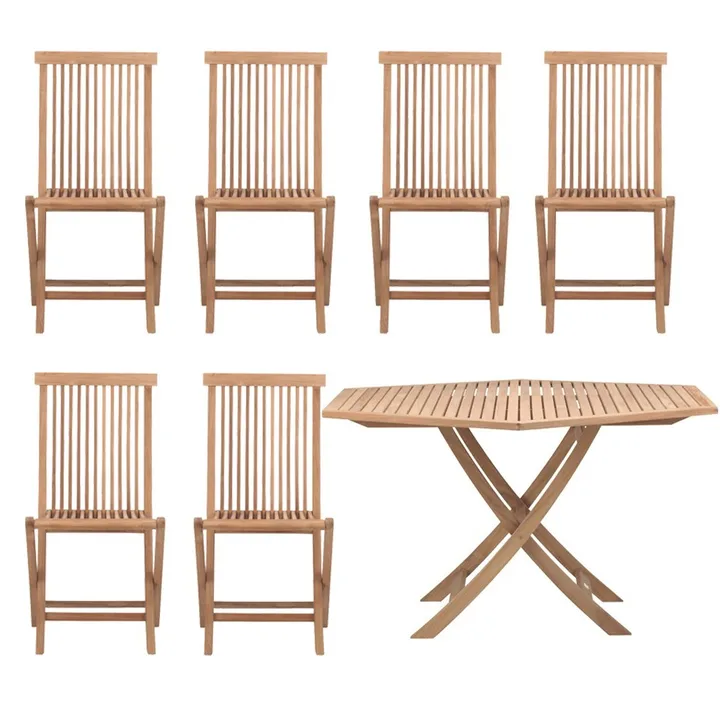 Viken Outdoor dining group - 1 table and 6 chairs - teak - Skargaarden