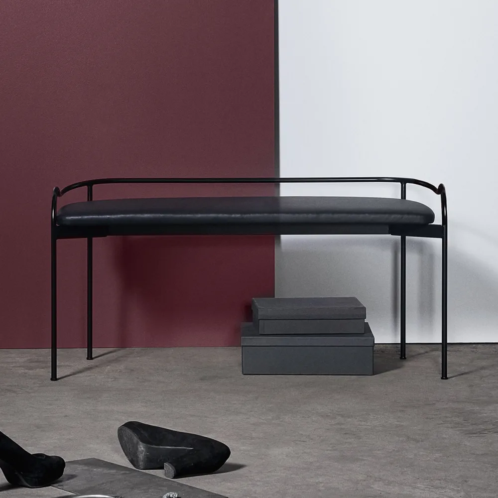 Bubble bench, White. brown leather SMD Design