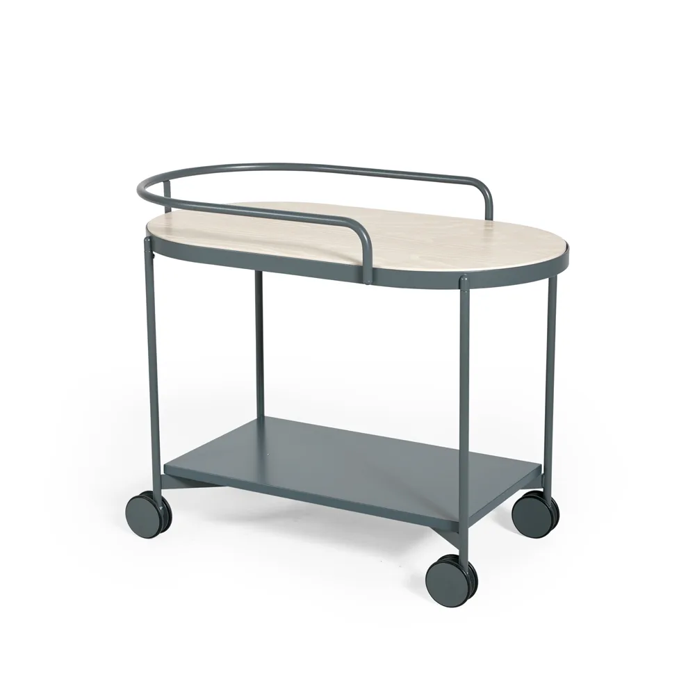 Lene serving trolley, Grey, white pigmented ash veneer SMD Design