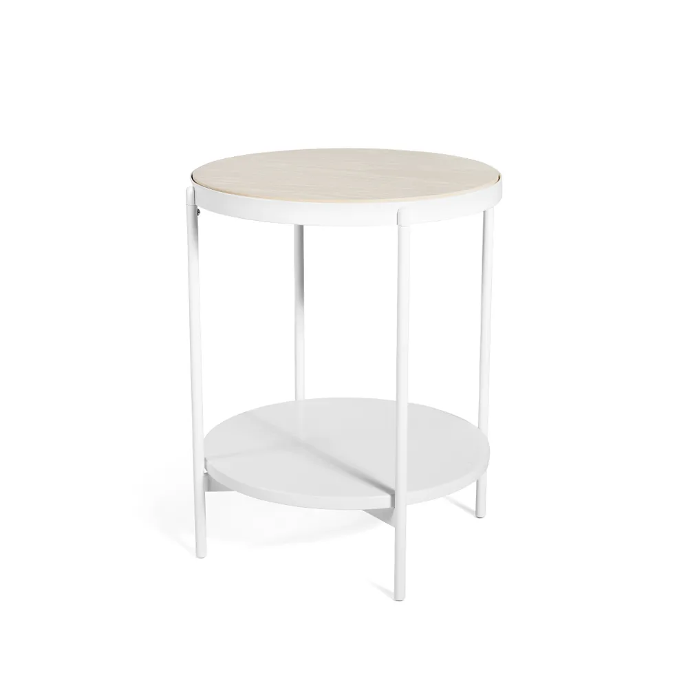 Lene side table, White, high, white pigmented ash veneer SMD Design
