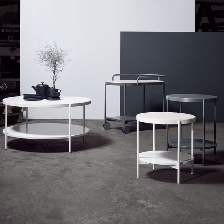 Lene side table - White, low, white pigmented ash veneer - SMD Design