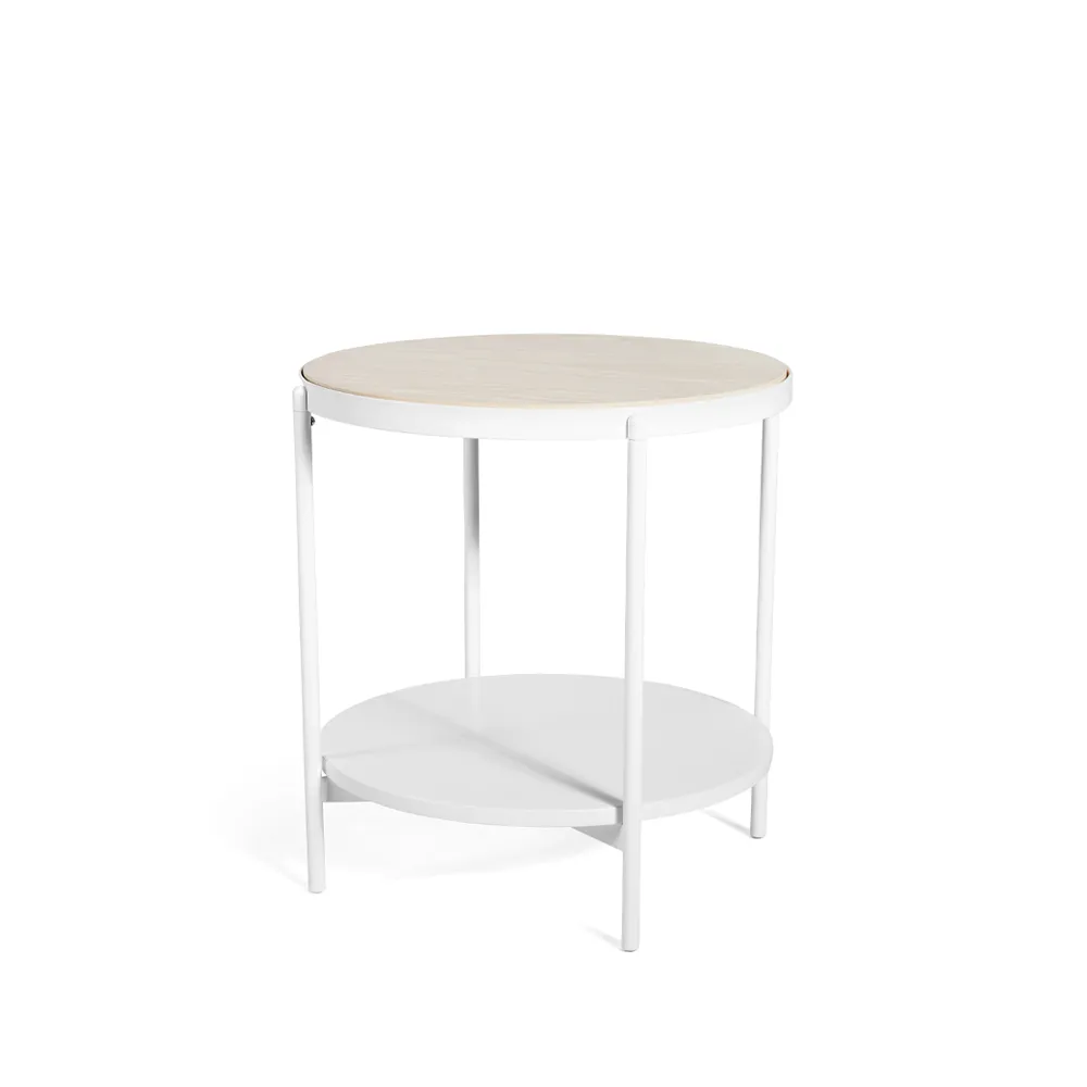 Lene side table, White, low, white pigmented ash veneer SMD Design