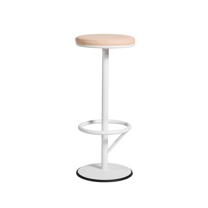 Orbit barstool high - White lacquer matte, light brown leather - SMD Design