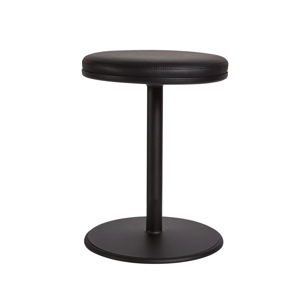 Orbit round stool, Black, black leather, Ø36x54 cm SMD Design