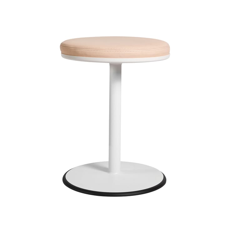 Orbit stool - White, light brown leather - SMD Design