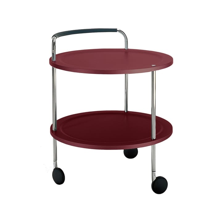Trolley Round basic serving trolley - Wine red, chrome frame - SMD Design