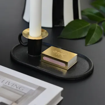 Chamber candlestick with matchbox holder - Black - Solstickan Design