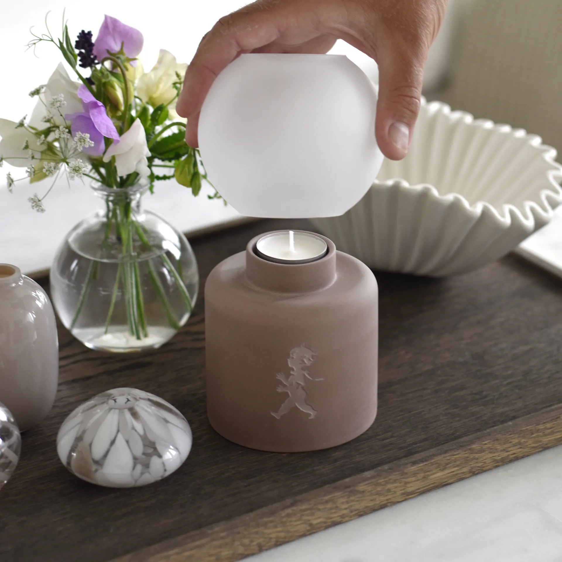 Globe tealight holder Ø9.5x17 cm, Brown Solstickan Design