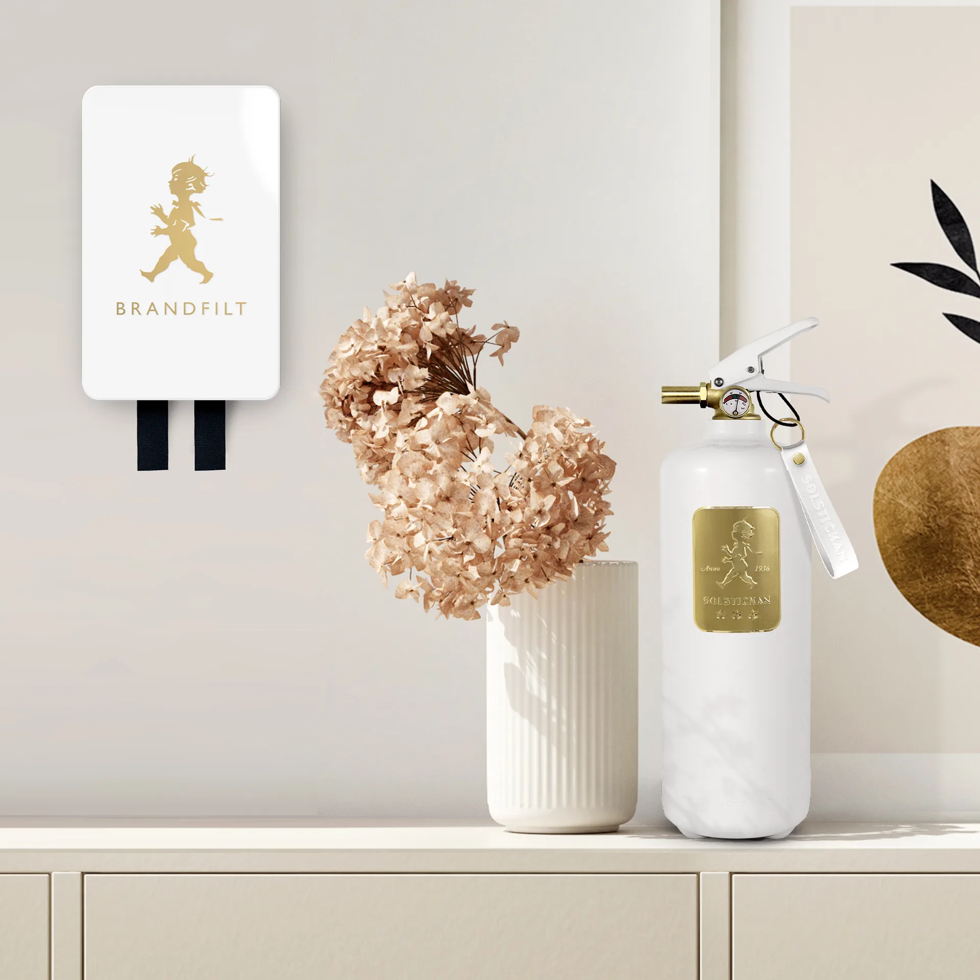 Solstickan fire blanket 16x2.7x25 cm, White-gold Solstickan Design