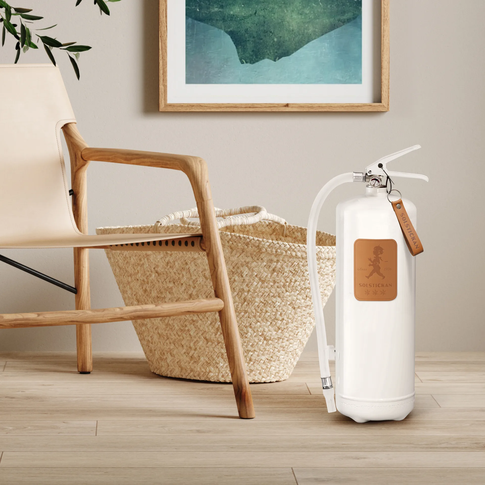 Solstickan fire extinguisher 6 kg, White-light leather Solstickan Design