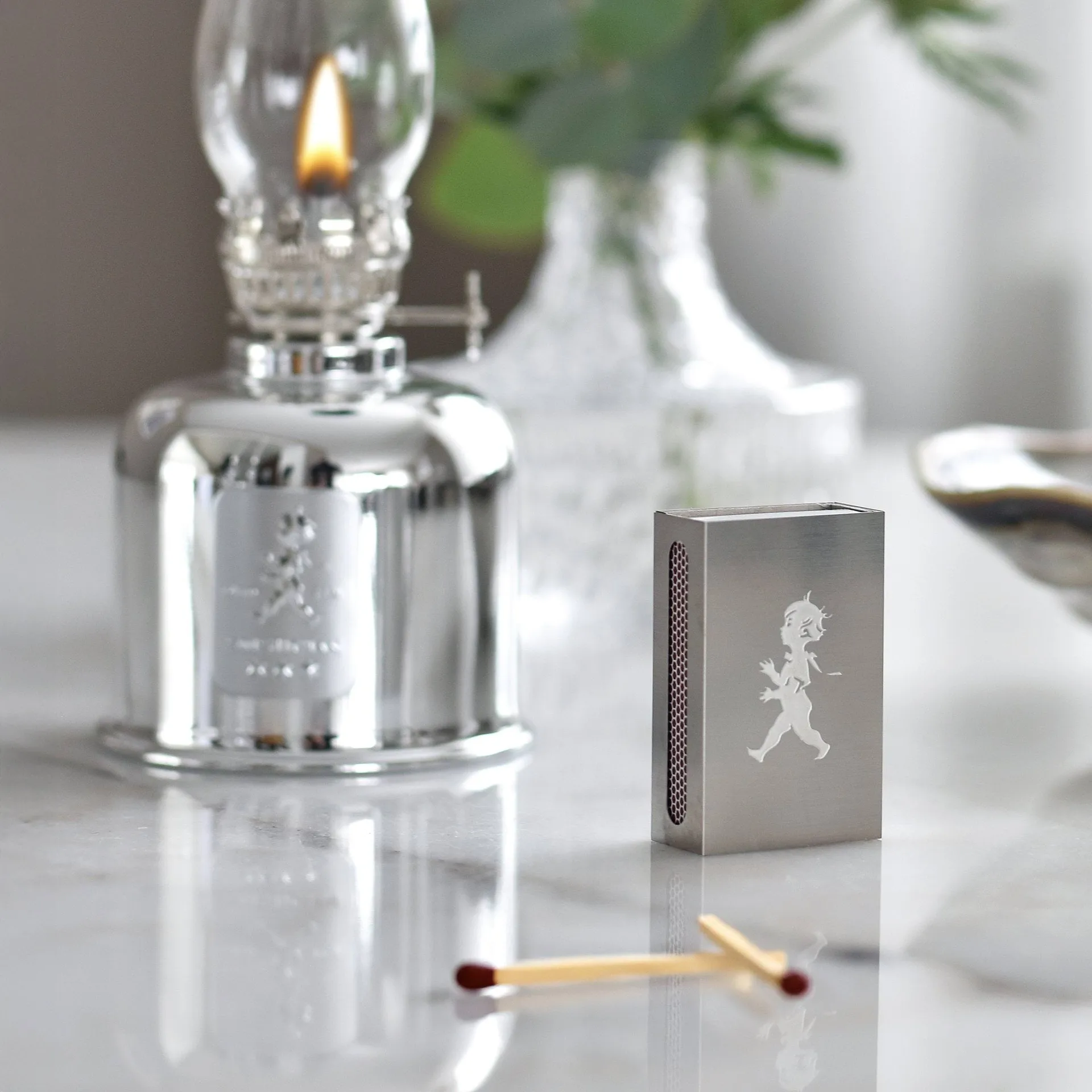 Solstickan matchbox holder, Silver, small 3.5x5.6x1.8 cm Solstickan Design