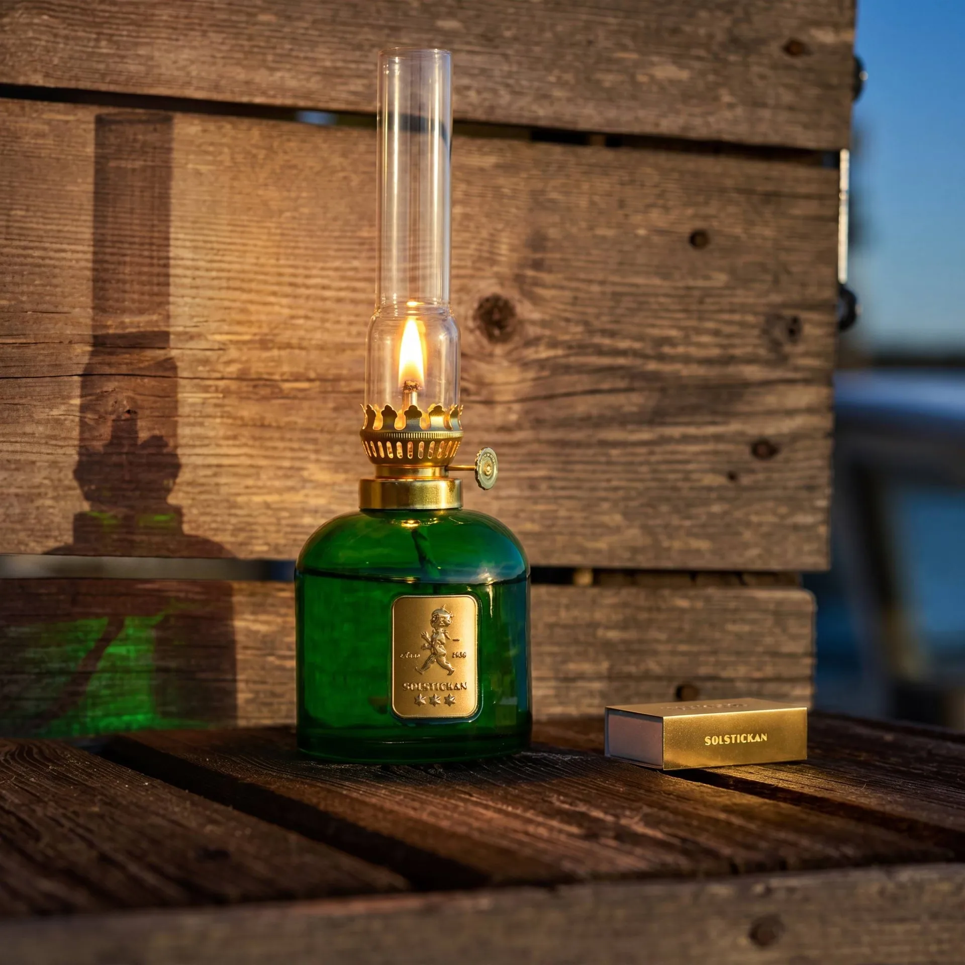 Solstickan paraffin lamp, Green, Ø8x24 cm Solstickan Design