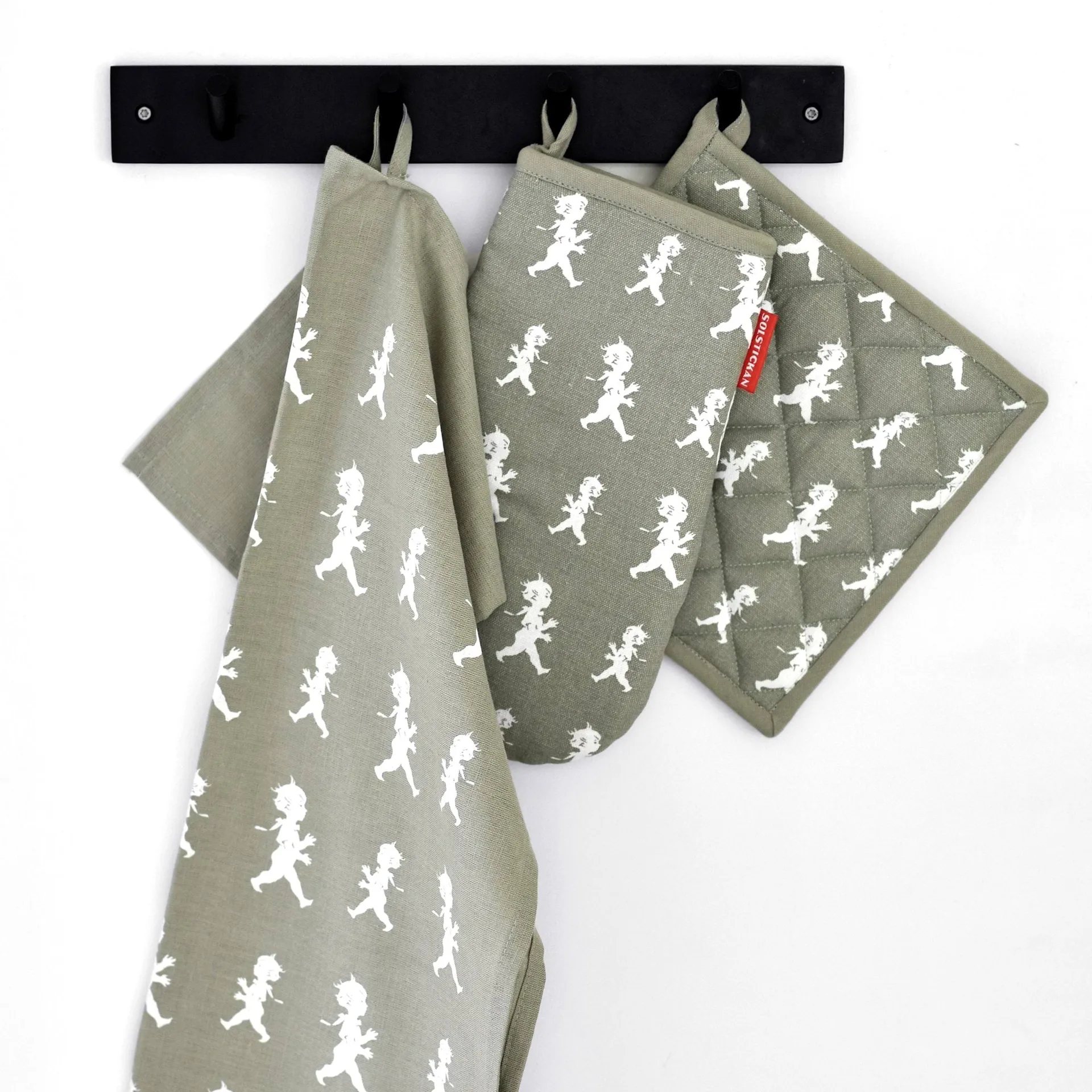 Solstickan tea towel 50x70 cm, Green-white Solstickan Design